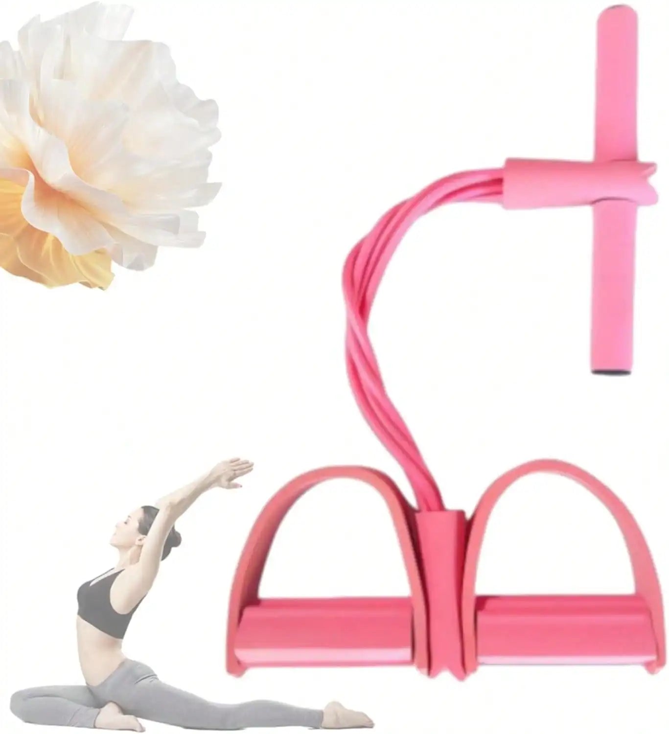 6 Tubes Natural Rubber Pedal Resistance Bands with Handles Multifunctional Yoga Pedal