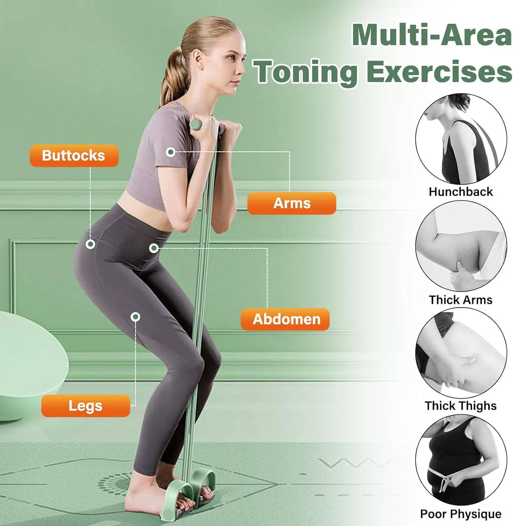 6 Tubes Natural Rubber Pedal Resistance Bands with Handles Multifunctional Yoga Pedal