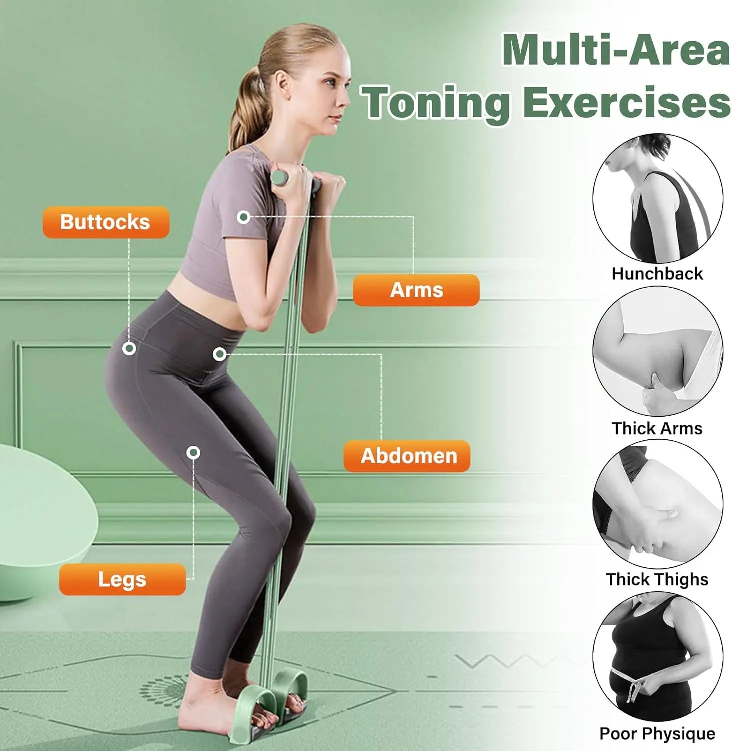 6 Tubes Natural Rubber Pedal Resistance Bands with Handles Multifunctional Yoga Pedal