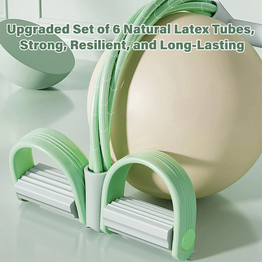 6 Tubes Natural Rubber Pedal Resistance Bands with Handles Multifunctional Yoga Pedal